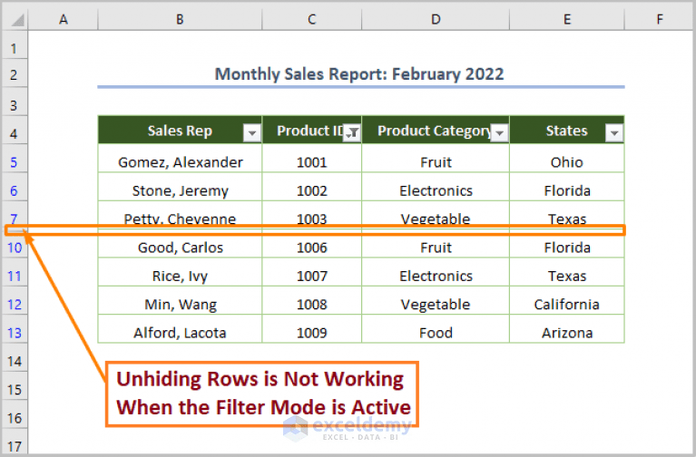 Unhide All Rows Not Working in Excel (5 Issues & Solutions) ExcelDemy
