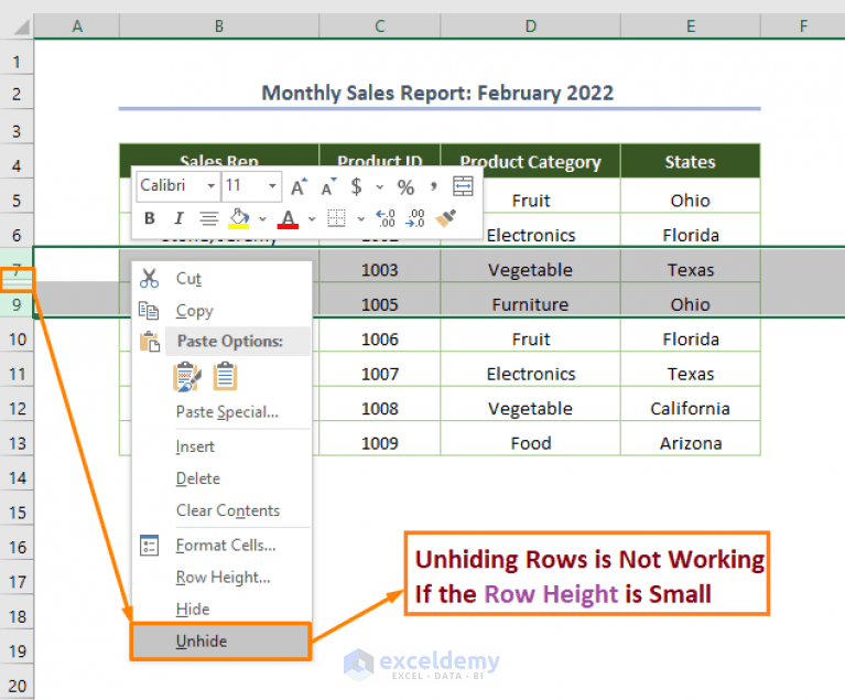 Unhide All Rows Not Working in Excel (5 Issues & Solutions) ExcelDemy