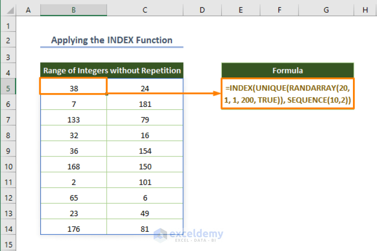 Random Number Generator in Excel with No Repeats (9 Methods)
