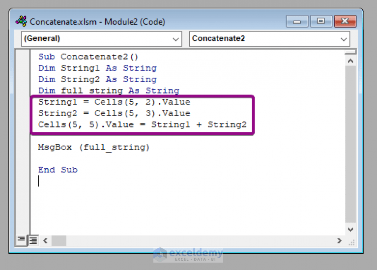 How to Use Concatenate in Excel VBA (4 Methods) ExcelDemy