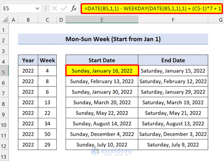 How to Convert Week Number to Date in Excel (2 Suitable Methods)