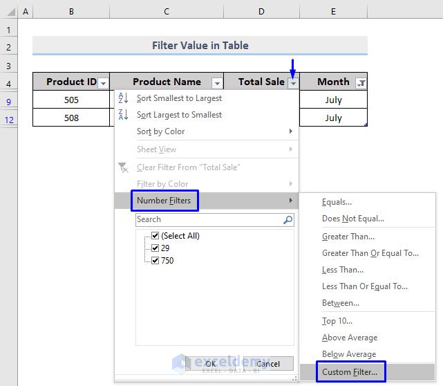 How to Perform Custom Filter in Excel (5 Ways) ExcelDemy
