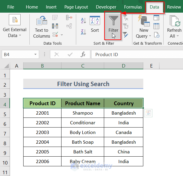 How to Create Drop Down List with Filter in Excel (7 Methods)