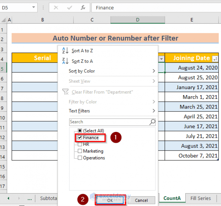 How to Auto Number or Renumber after Filter in Excel (7 Easy Ways)