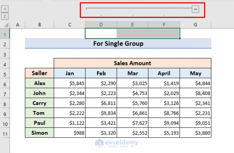 How to Hide Columns in Excel with Minus or Plus Sign (2 Quick Ways)