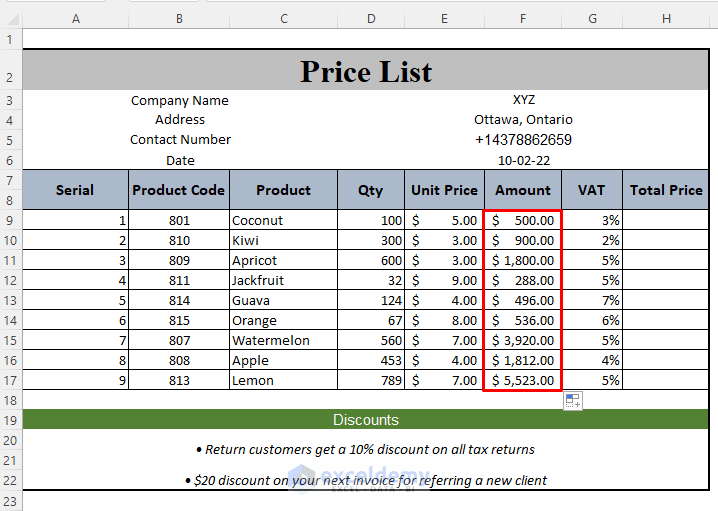 How to Make a Price List in Excel (Step by Step Guidelines) ExcelDemy
