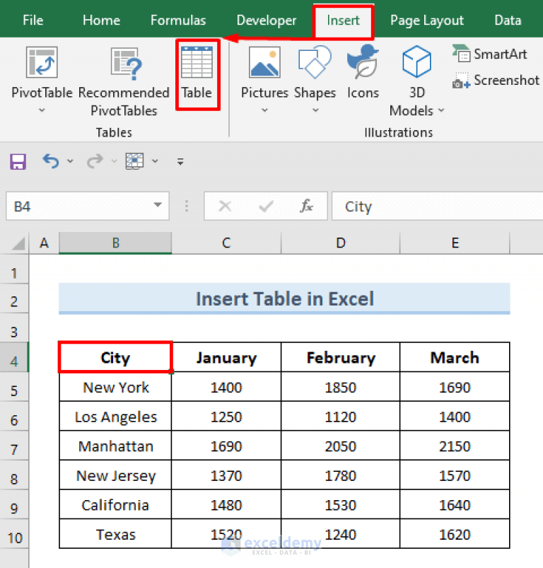 How to Insert Table in Excel (2 Easy and Quick Methods) ExcelDemy