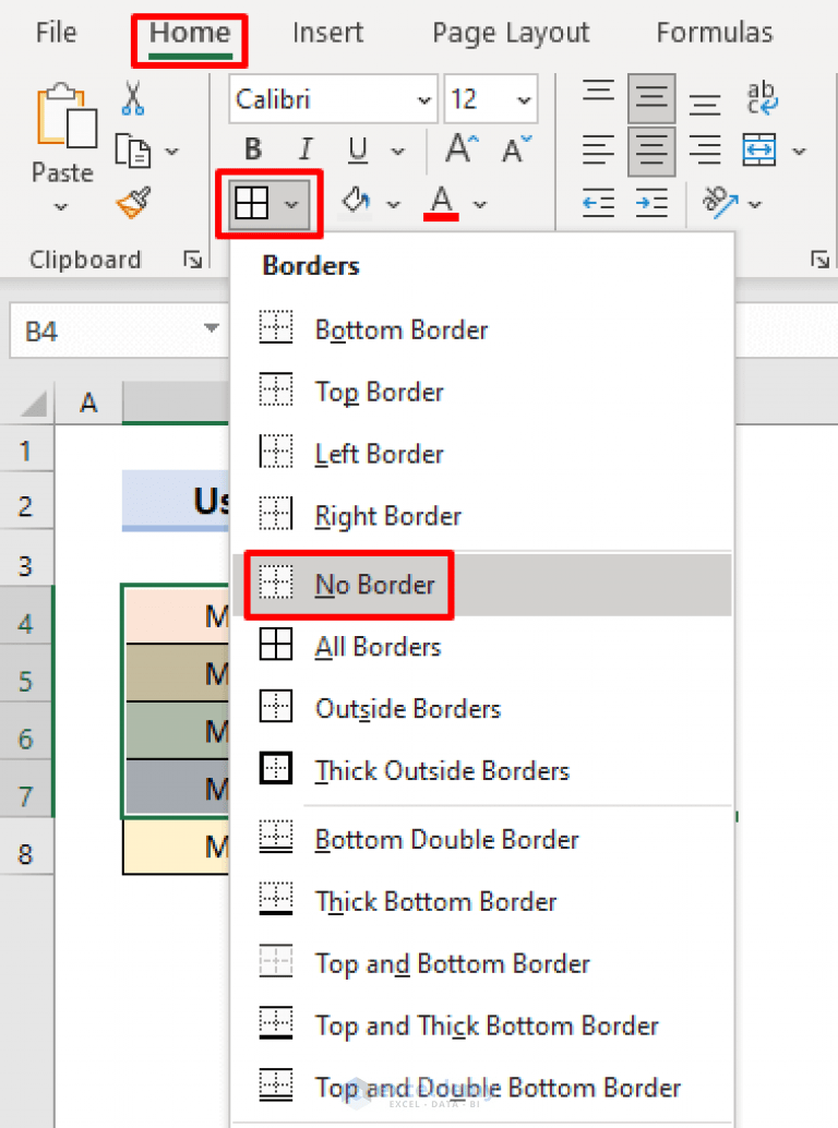 How to Remove Borders in Excel (4 Quick Ways) ExcelDemy