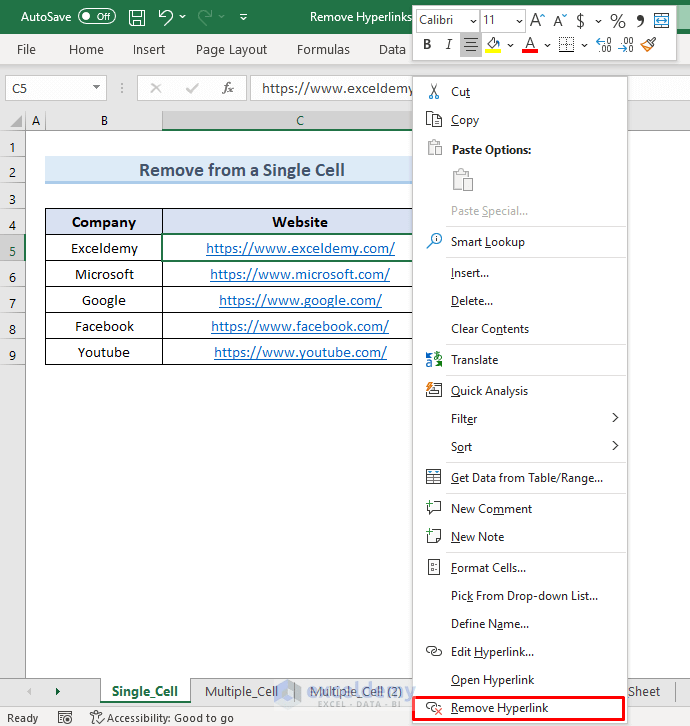 How to Remove Hyperlink from Excel (7 Methods) ExcelDemy