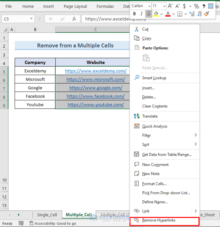 How to Remove Hyperlink from Excel (7 Methods) ExcelDemy