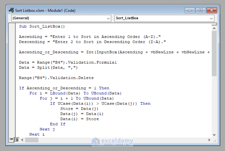 How to Sort ListBox with VBA in Excel (A Complete Guide) ExcelDemy