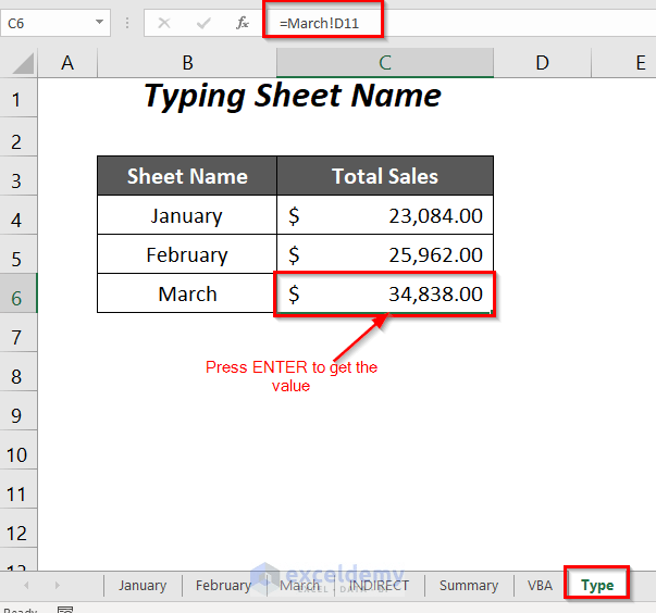How to Use Cell Value as Worksheet Name in Formula Reference in Excel