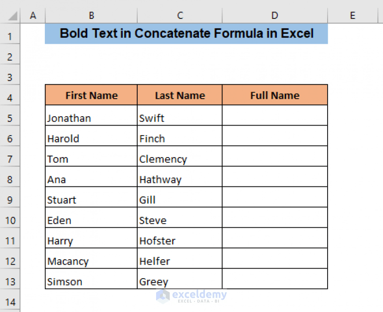 How to Bold Text in Concatenate Formula in Excel (2 Methods)