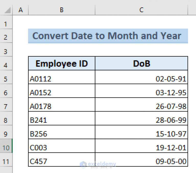 How to Convert Date to Month and Year in Excel (4 Ways) ExcelDemy