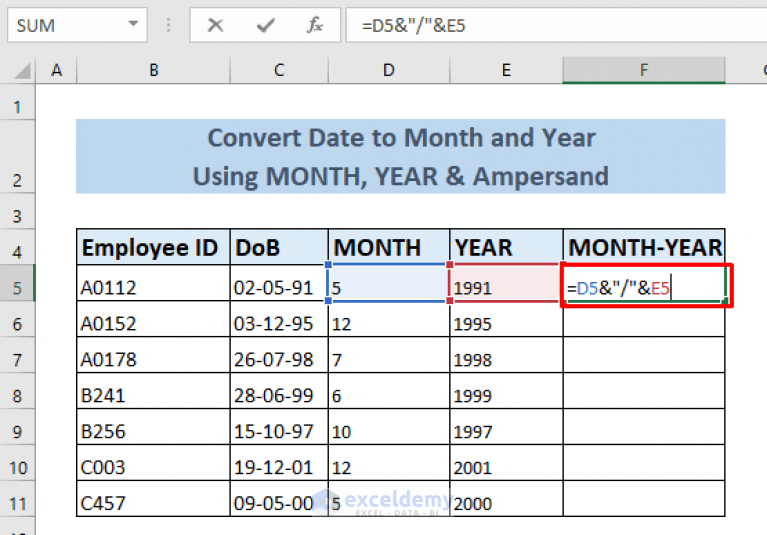 How to Convert Date to Month and Year in Excel (4 Ways) ExcelDemy