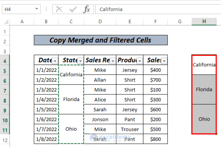 How to Copy Merged and Filtered Cells in Excel (4 Methods) ExcelDemy