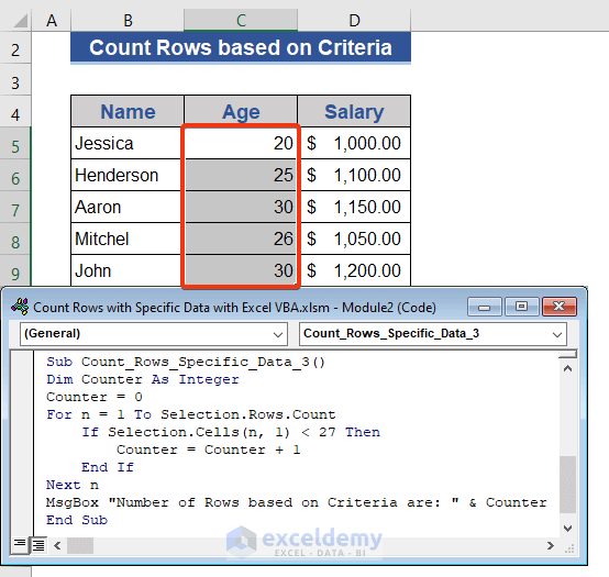 Excel VBA Count Rows with Specific Data (8 Examples) ExcelDemy