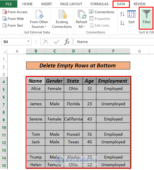 How to Delete Empty Rows at the Bottom in Excel? ExcelDemy