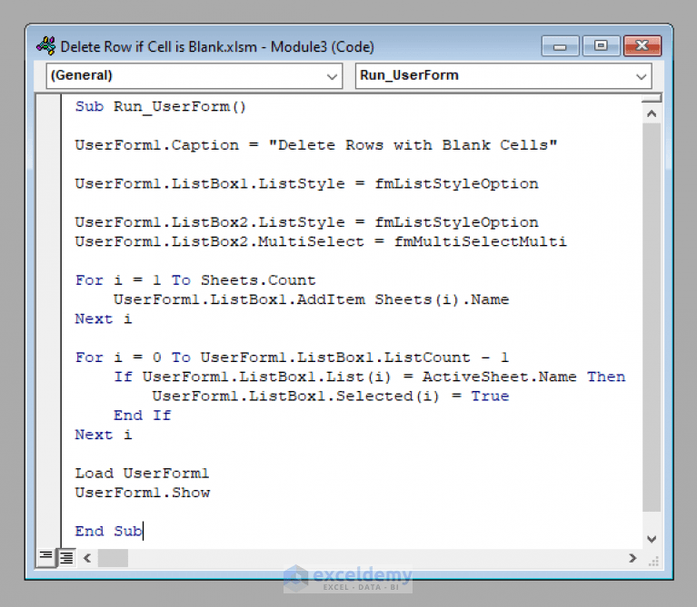 Excel VBA Delete Row If Cell Is Blank (A Complete Guide) ExcelDemy