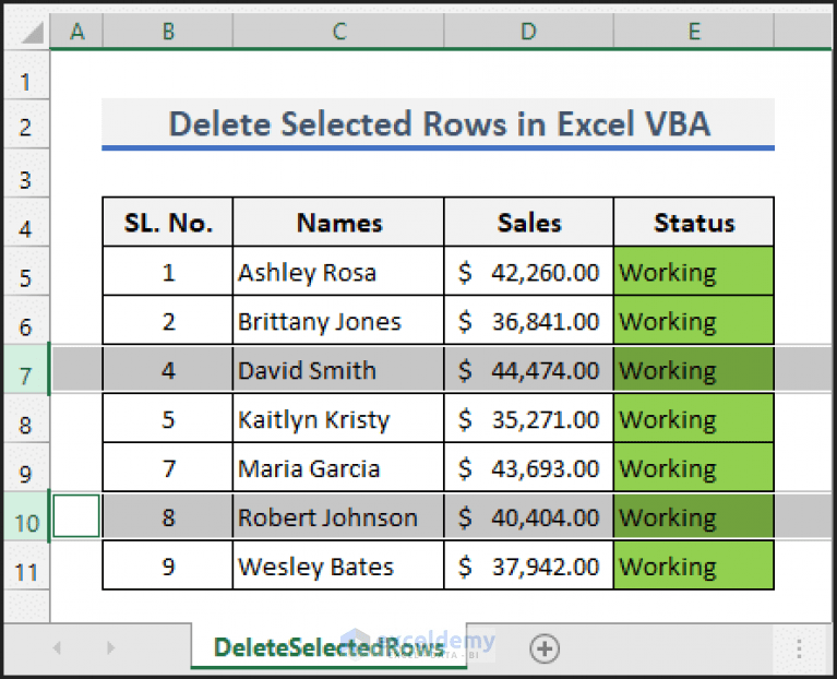 How to Delete Selected Rows with Excel VBA (A StepbyStep Guideline)