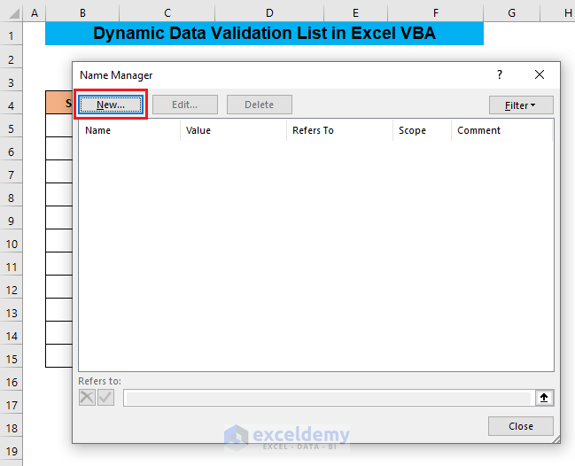 How to Make a Dynamic Data Validation List Using VBA in Excel (3 Steps)