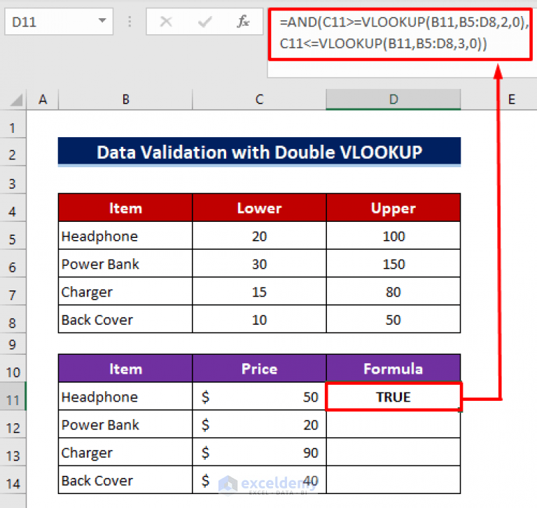How to Use Custom VLOOKUP Formula in Excel Data Validation