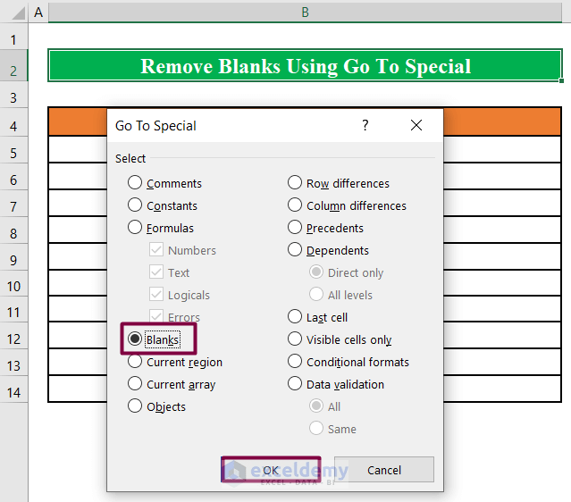 How to Remove Blanks from List Using Formula in Excel (4 Methods)