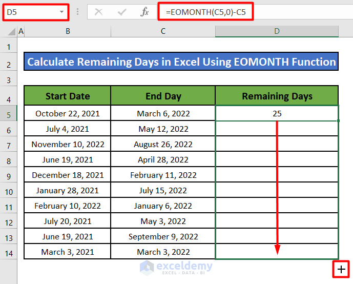 How to Calculate Remaining Days in Excel (5 Methods) ExcelDemy
