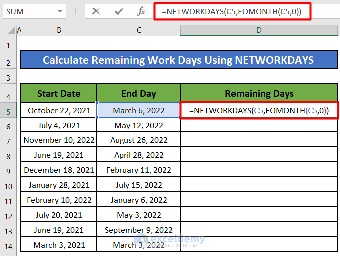 How to Calculate Remaining Days in Excel (5 Methods) ExcelDemy