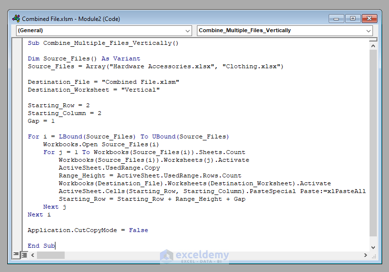 How to Combine Multiple Excel Files into One Worksheet Using Macro