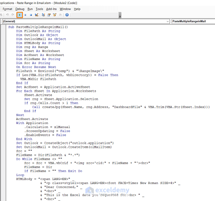 How to Use Excel VBA to Paste Range into Email Body (3 Methods)