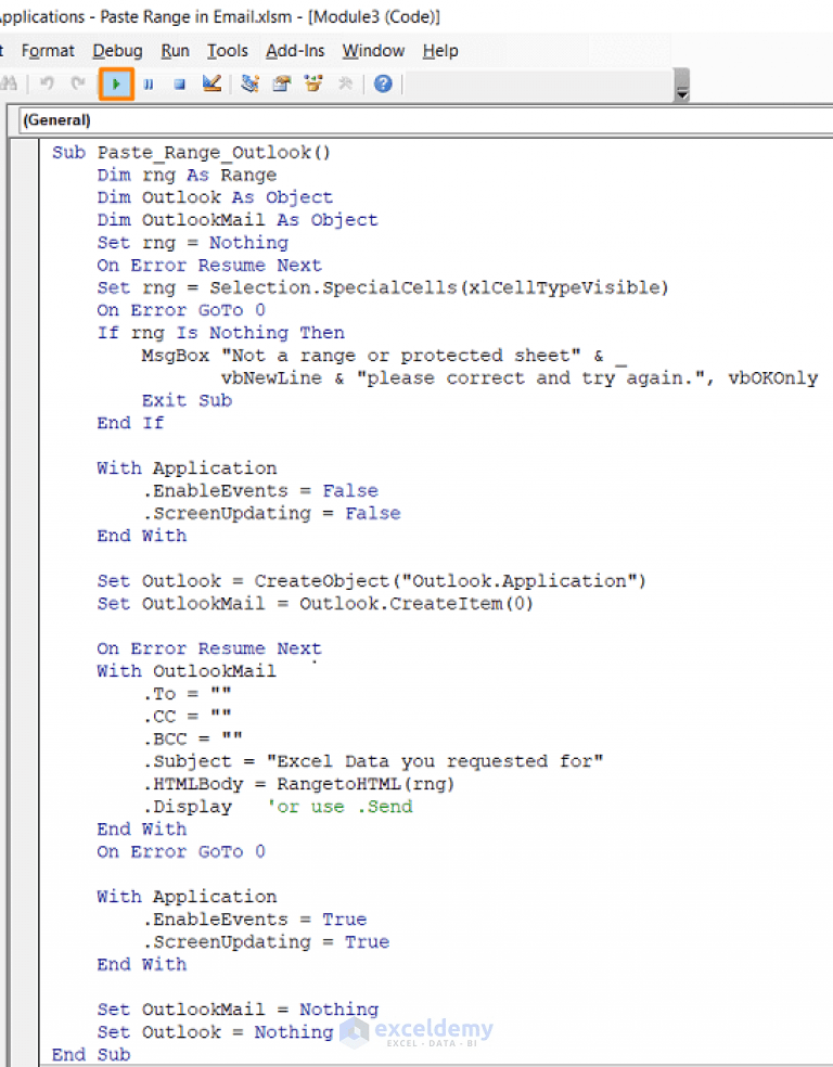 How to Use Excel VBA to Paste Range into Email Body (3 Methods)