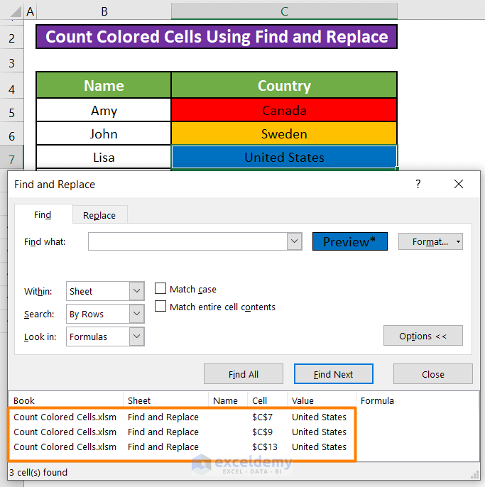 How to Count Colored Cells In Excel Without VBA (3 Methods)