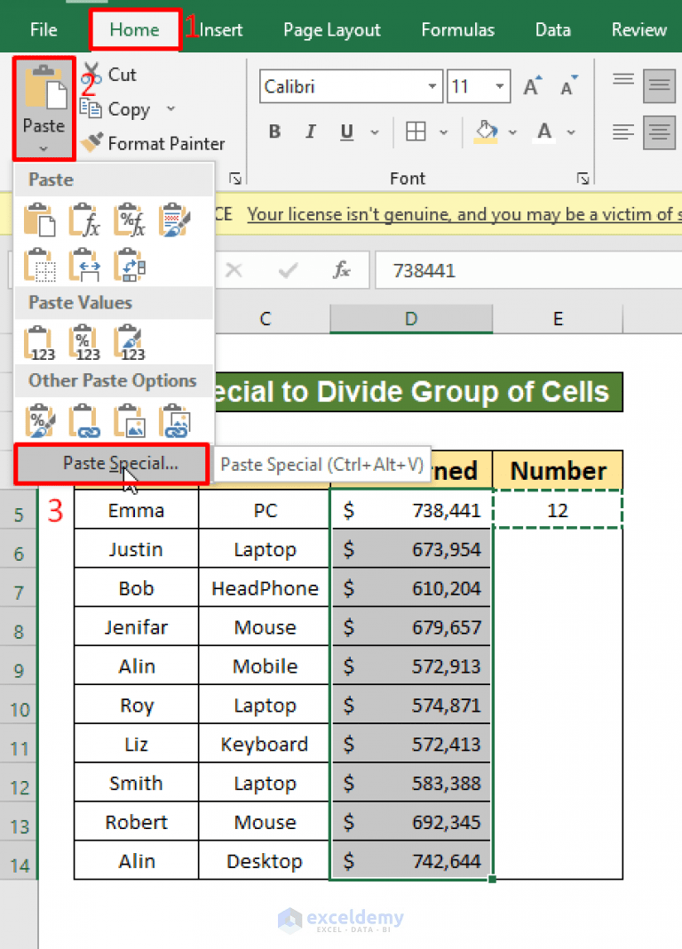 How to Divide a Group of Cells by a Number in Excel (3 Methods)