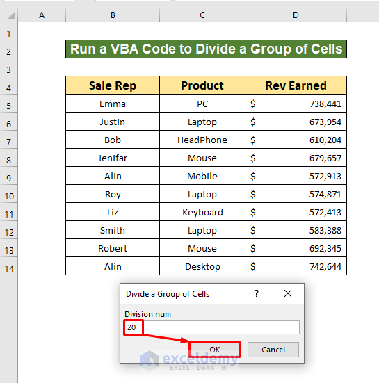 How to Divide a Group of Cells by a Number in Excel (3 Methods)