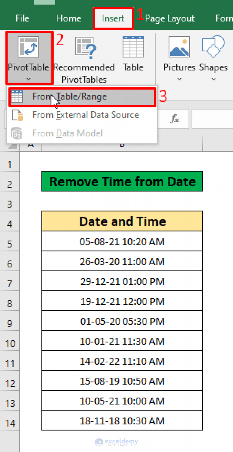 Remove Time from Date in Pivot Table in Excel (A Step by Step Analysis)