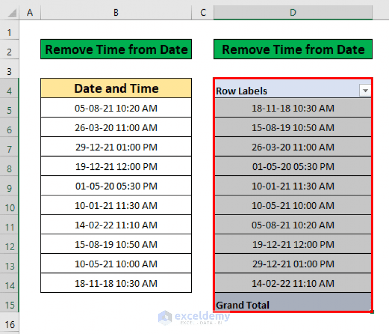 Remove Time from Date in Pivot Table in Excel (A Step by Step Analysis)