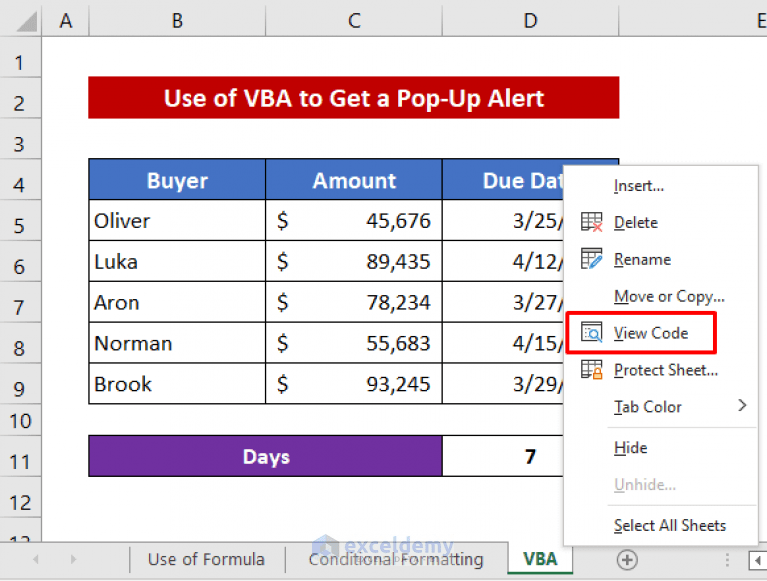 How to Set Due Date Reminder in Excel (3 Quick Methods) ExcelDemy