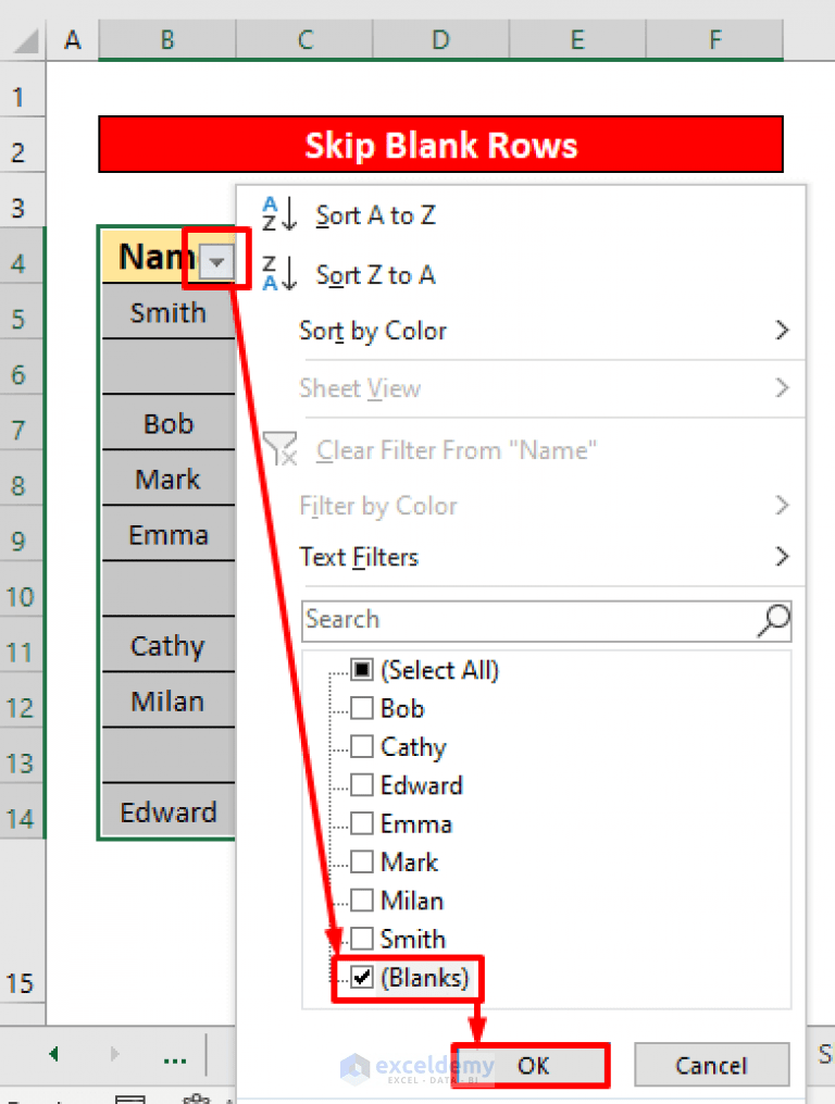 How to Skip Blank Rows Using Formula in Excel (8 Methods)