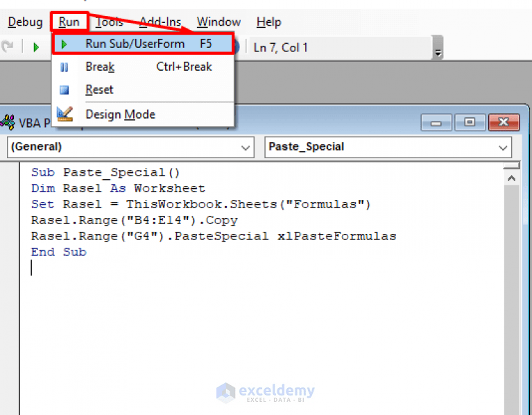 How to Use VBA PasteSpecial for Formulas and Formats in Excel (3 Ways)