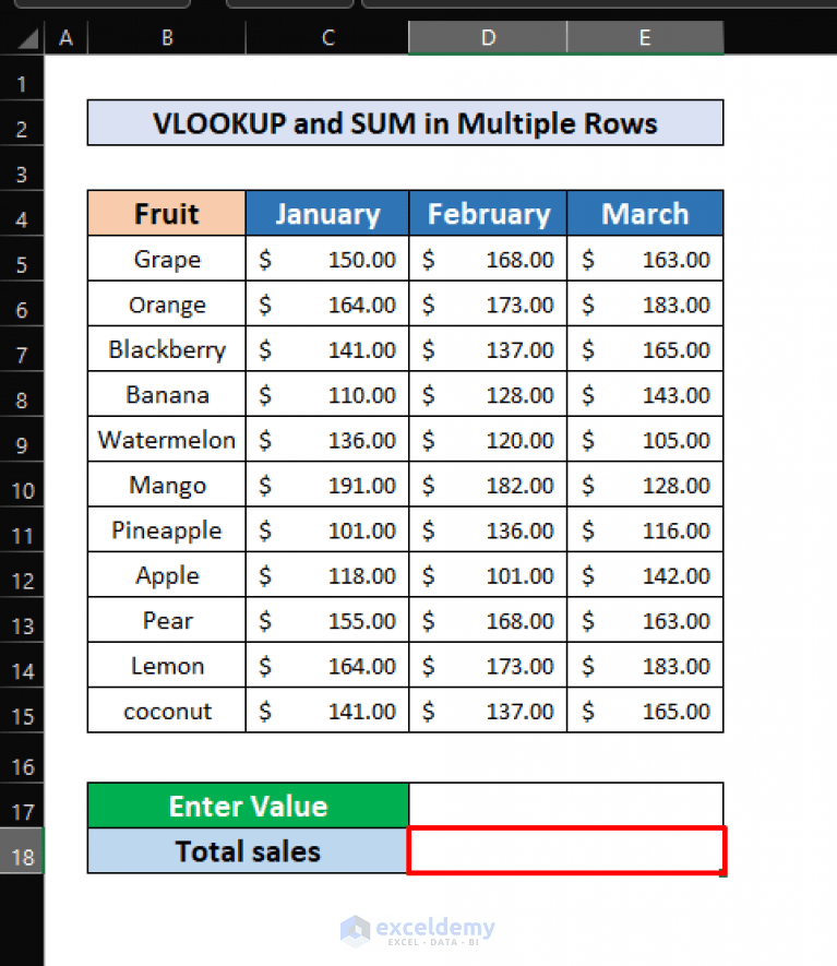 How to Perform VLOOKUP with Multiple Rows in Excel (5 Methods)