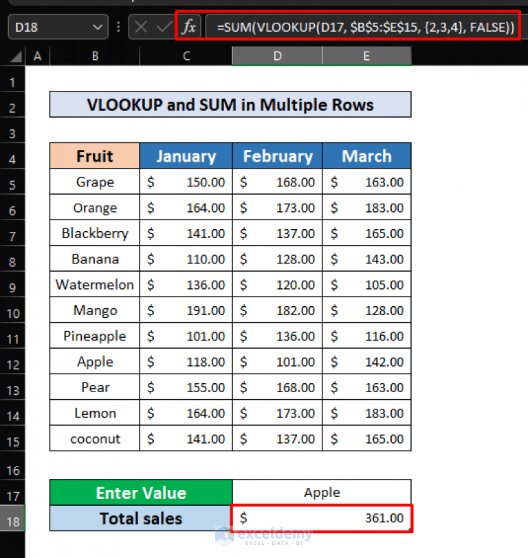 How to Perform VLOOKUP with Multiple Rows in Excel (5 Methods)