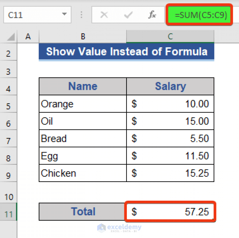How to Show Value Instead of Formula in Excel (7 Methods) ExcelDemy