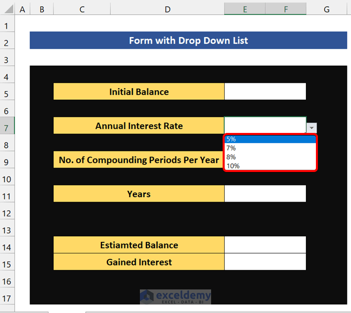 How to Create a Form with Drop Down List in Excel ExcelDemy