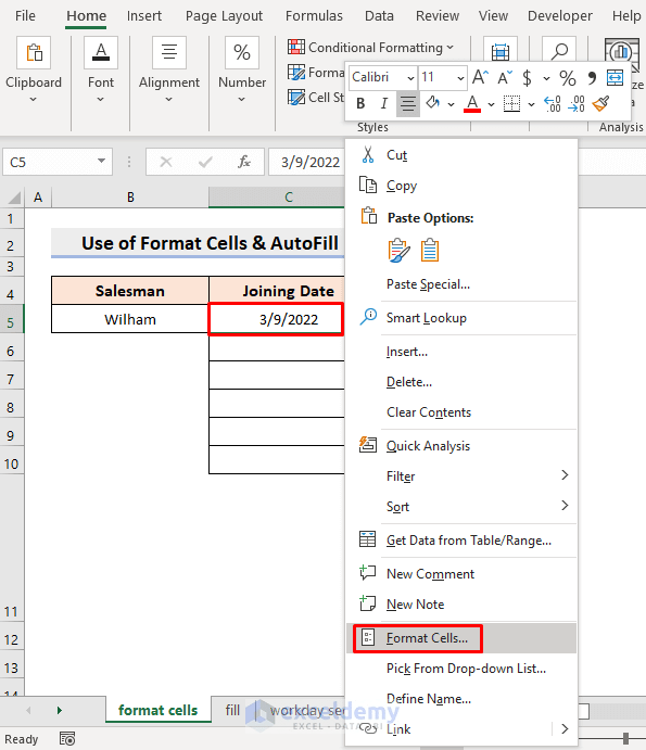 How to Autofill Days of Week Based on Date in Excel (5 Easy Ways)