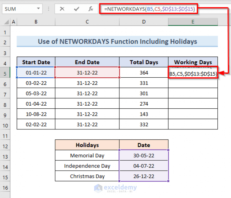 How to Calculate Working Days between Two Dates in Excel (4 Methods)