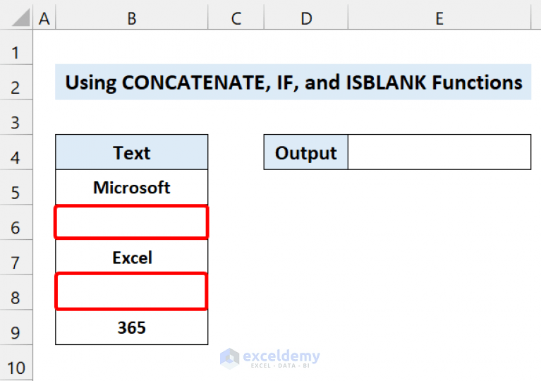 Concatenate Multiple Cells but Ignore Blanks in Excel (5 Ways)