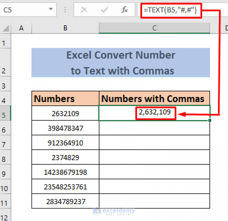 How to Convert Number to Text with Commas in Excel (3 Easy Methods)
