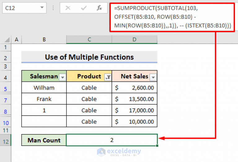 How to Count Filtered Cells with Text in Excel (3 Methods) ExcelDemy