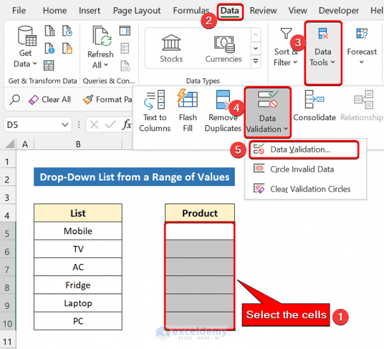 How to Create Excel Drop Down List for Data Validation (8 Ways)